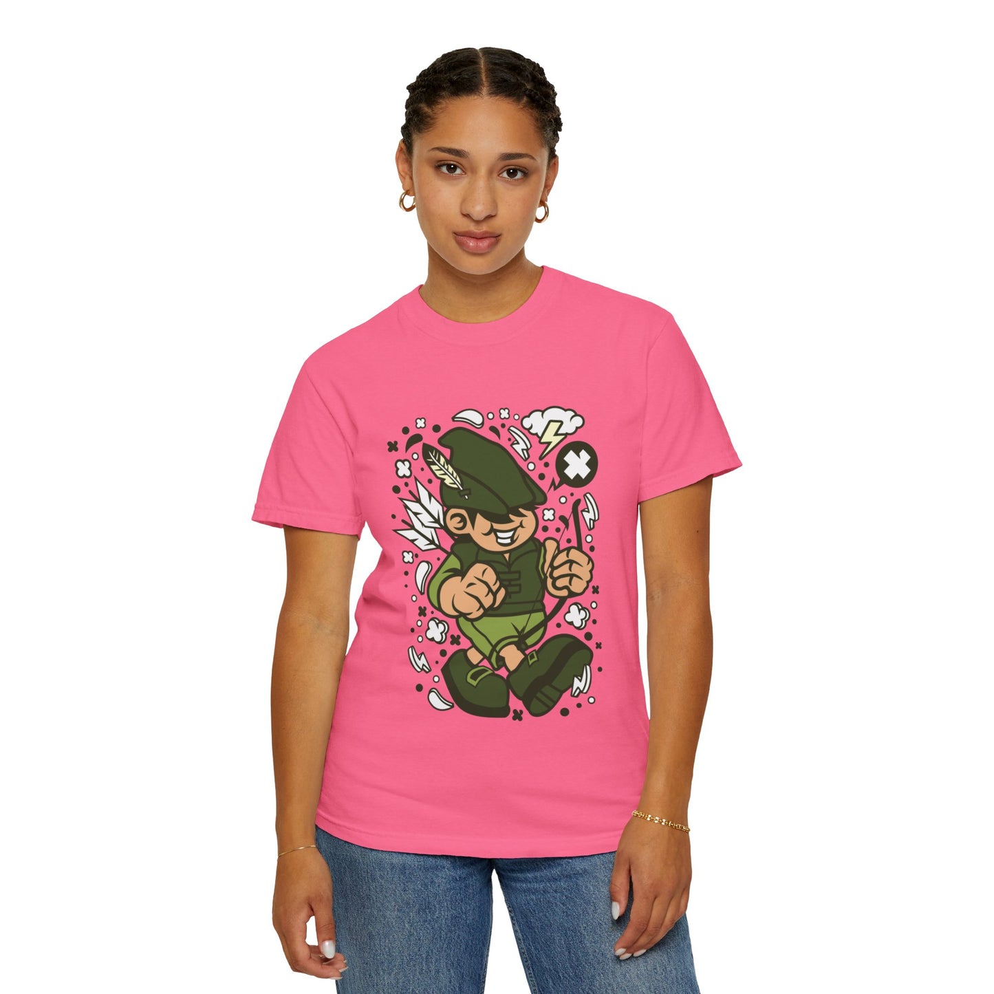 Rhino Robin Hood Folklore Mashup Tee Forest Guardian Adventure Story Fantasy Character Unisex Heavy Cotton T-Shirt