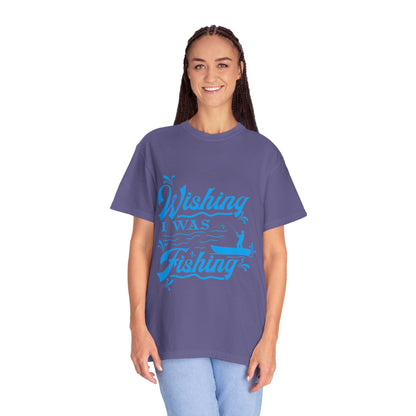 Funny Wishing I Was Fishing Catch and Release Unconditional Love Fishing Boat  Fishing Rod Sarcastic Adventure Unisex Heavy Cotton T-Shirt