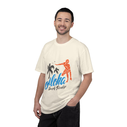 Funny Aloha Beach Paradise White Sand Coconut Tress Beach Party Beach Bar Beach Surfers Unisex Heavy Cotton T-Shirt