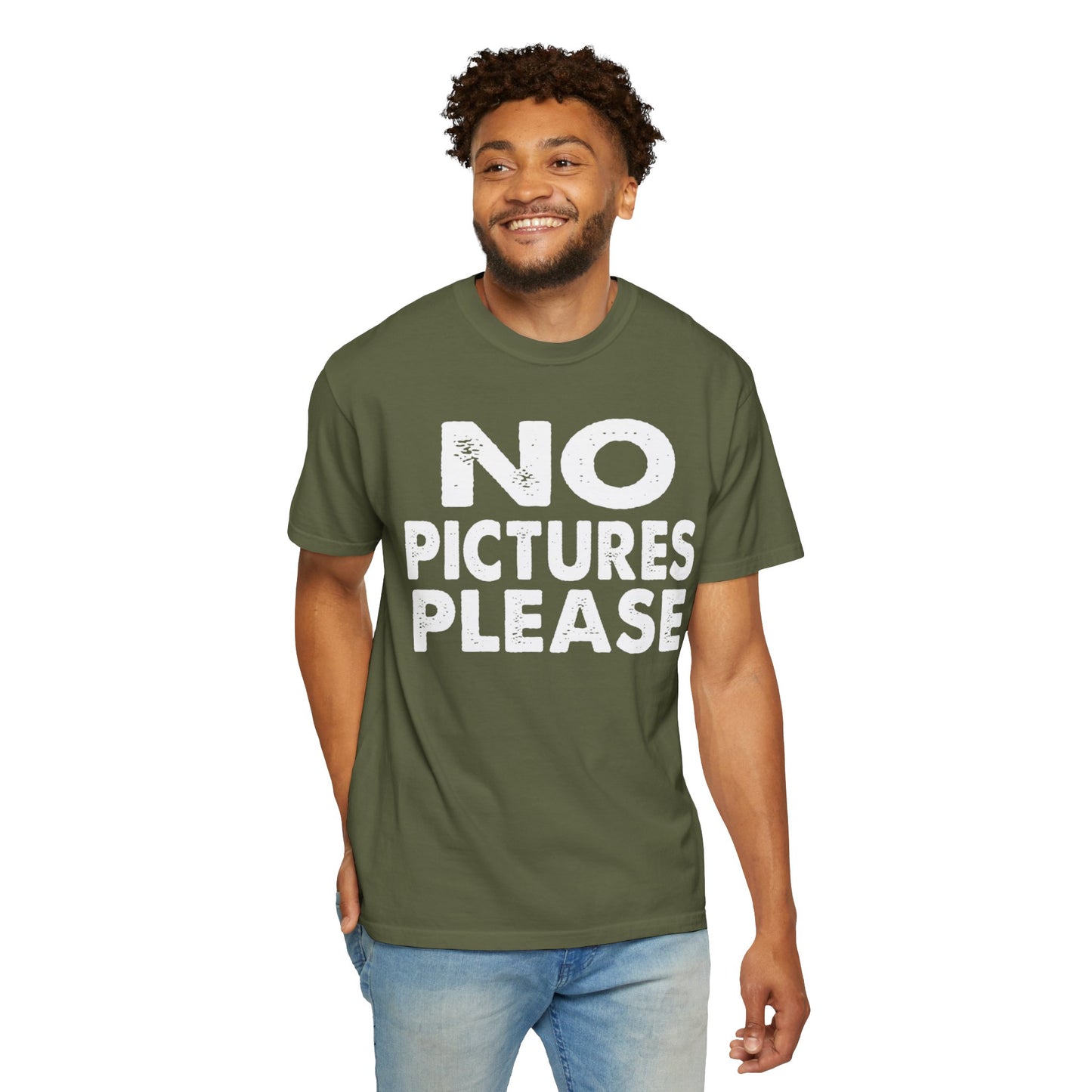 No Picture Please Photogenic Tee No Flash Camera-Shy Personal Space Unisex Heavy Cotton T-Shirt