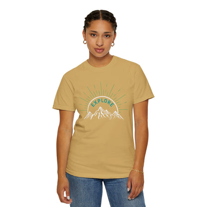 Funny Explore Mountain Adventure Tee Sarcastic Alpine Discover Camping Forest Unisex Heavy Cotton T-Shirt