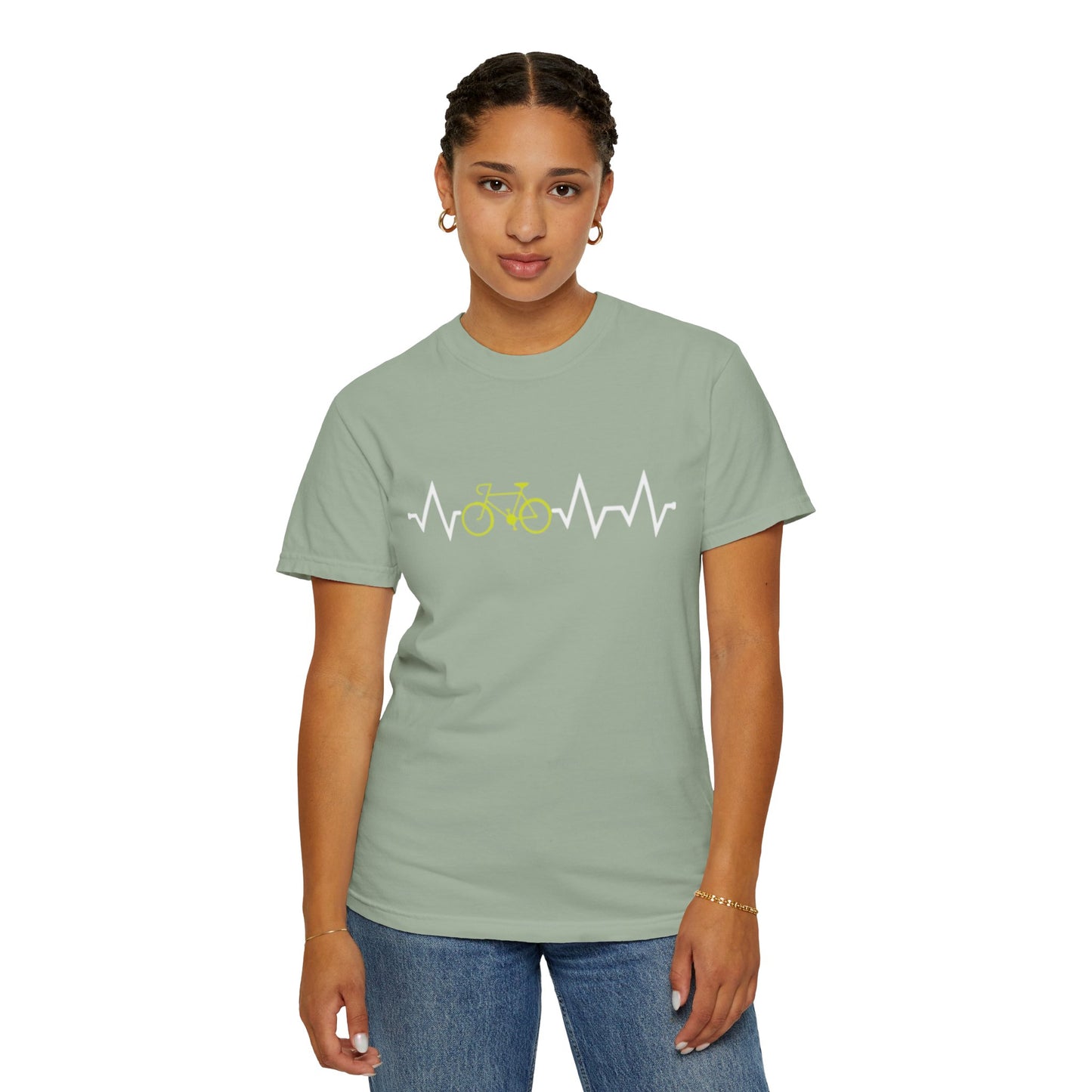 Funny Cycle Heart Beat Cycle Enthusiasm Pedal power Sarcastic Two Wheeled Adventures Unisex Heavy Cotton T-Shirt
