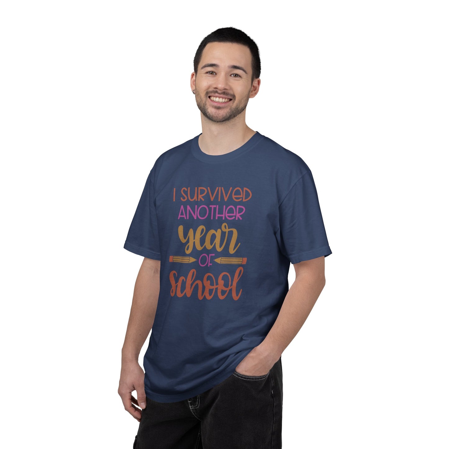 I Survived Another Year Of School Action Goal Setting Achievement Tee Self-Improvement Motivation Unisex Heavy Cotton T-Shirt