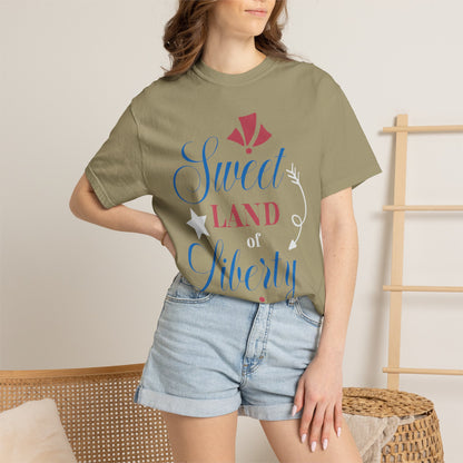 Sweet Land Of Liberty Equality American Values Country Love USA Flag Patriotic Tee Loyalty Fairness Unity Unisex Heavy Cotton T-Shirt
