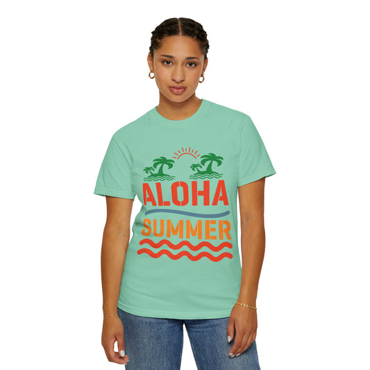 Exciting Aloha Summer Sunshine Beach Days White Sand Summer Camp Vacation Mode Sunny Days Unisex Heavy Cotton T-Shirt