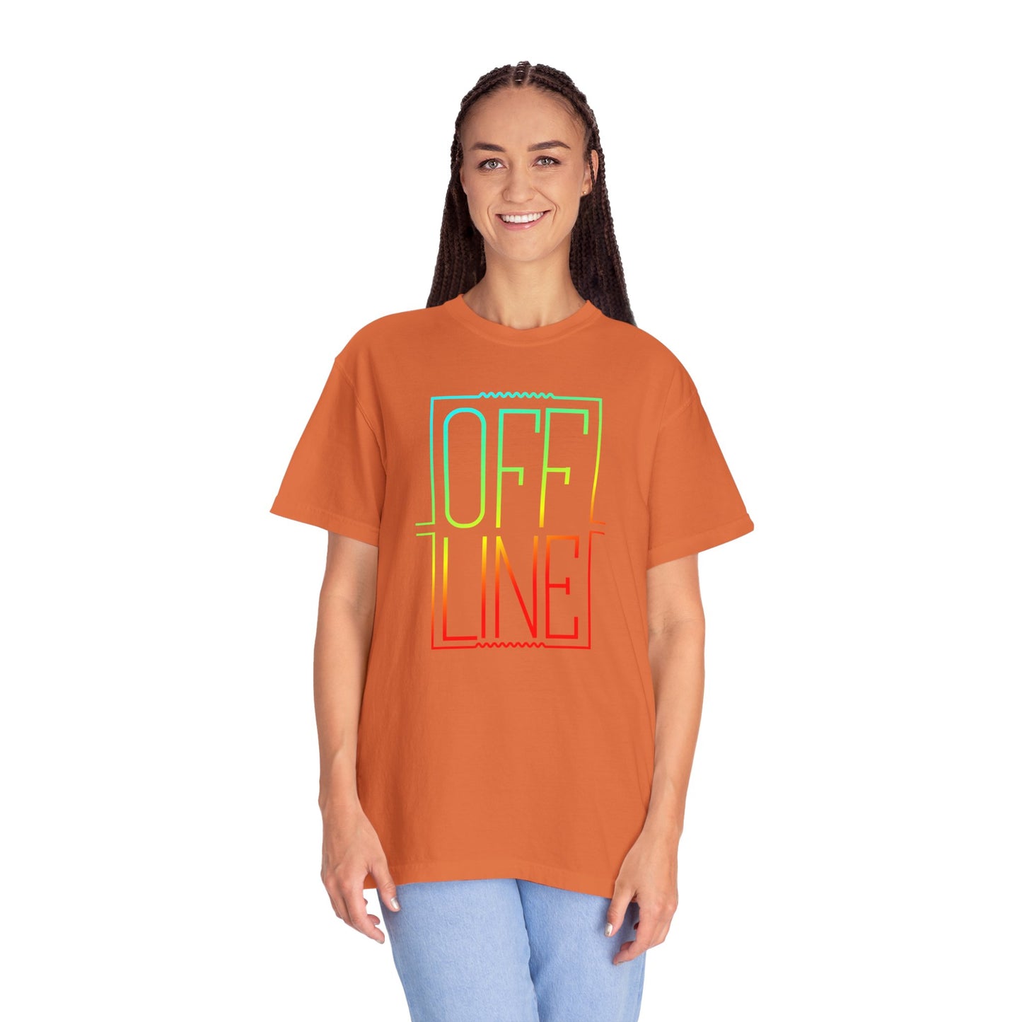 Offline Graphic T-Shirt — Retro Neon Text Tee