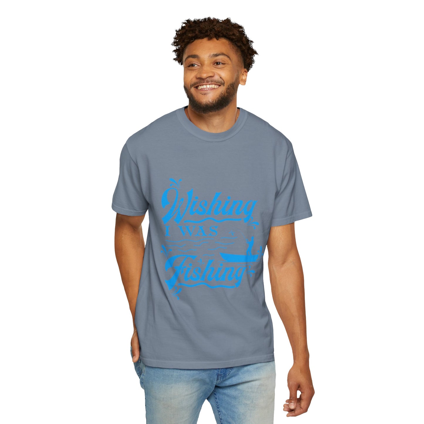 Funny Wishing I Was Fishing Catch and Release Unconditional Love Fishing Boat  Fishing Rod Sarcastic Adventure Unisex Heavy Cotton T-Shirt
