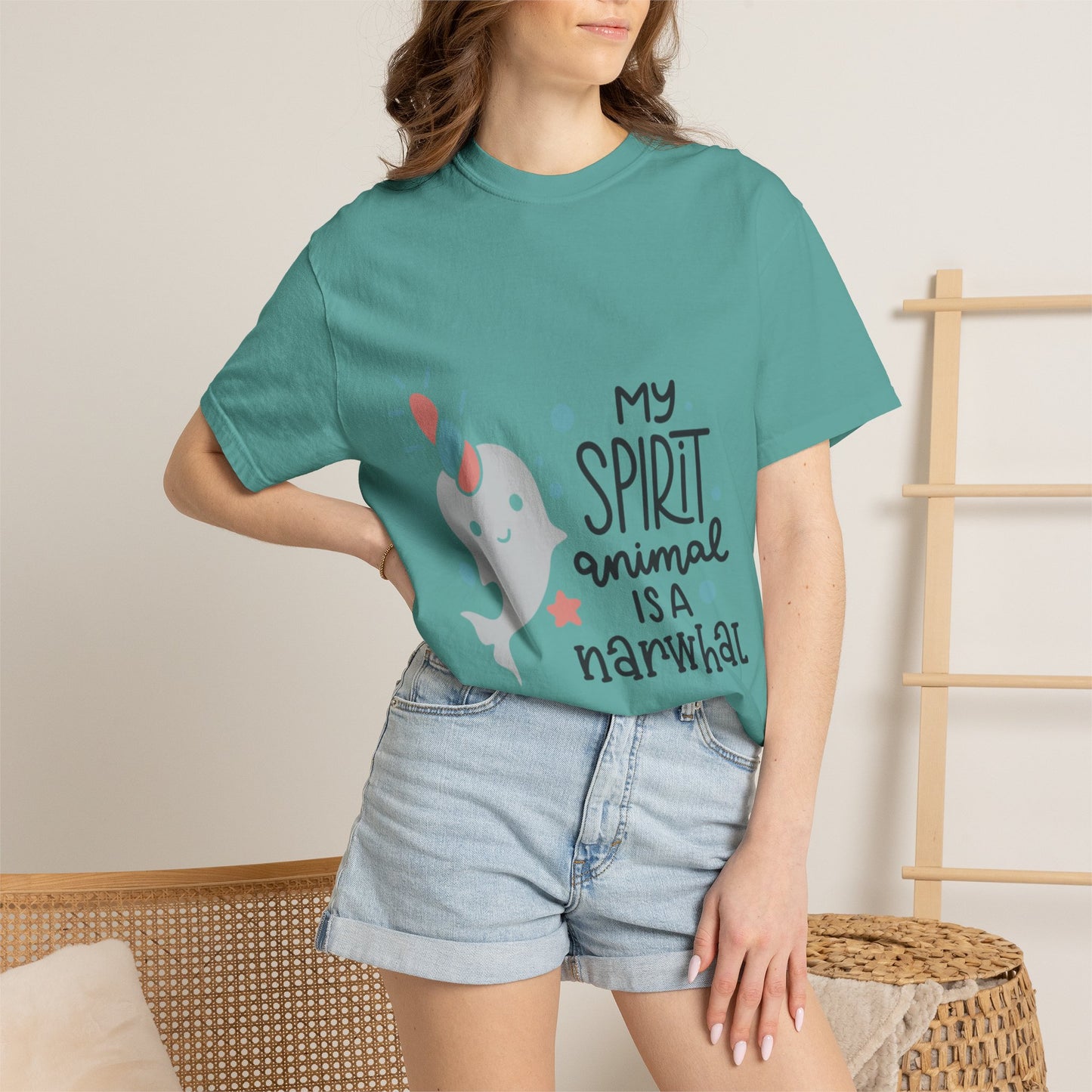 My Spirit Animal Is a Narwhal Unicorn Of The Sea Tusk Tee Inuit Culture Migration Unisex Heavy Cotton T-Shirt
