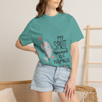 My Spirit Animal Is a Narwhal Unicorn Of The Sea Tusk Tee Inuit Culture Migration Unisex Heavy Cotton T-Shirt
