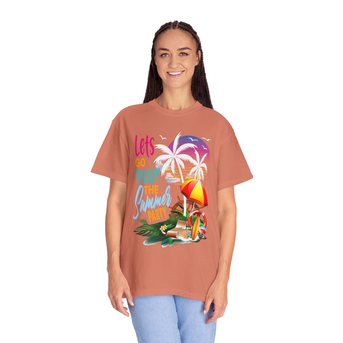 Exciting Lets Go Enjoy The Summer Party Summer Adventure Camp Beach Days Ice Cream Road Trips Unisex Heavy Cotton T-Shirt