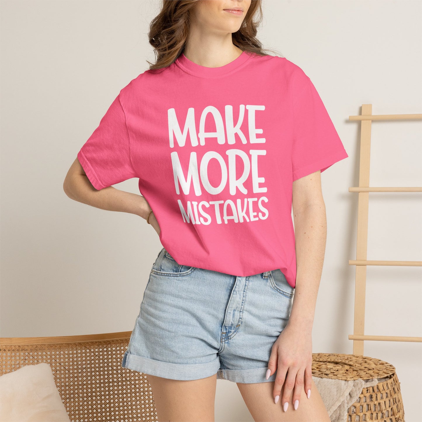 Make More Mistakes Trendy Tee Learning Journey Empowerment Creative Passionate Hard Work Keep Trying Unisex Heavy Cotton T-Shirt