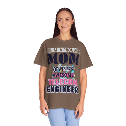 Proud Mom Telecom Engineer Mobile Technology Signal Processing Digital Communication Radio Frequencies Unisex Heavy Cotton T-Shirt