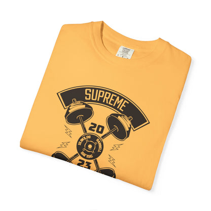 Inspirational Supreme Fitness Body Building Health & Supplements Fitness Lovers Dumbbells Bodybuilders Unisex Heavy Cotton T-Shirt