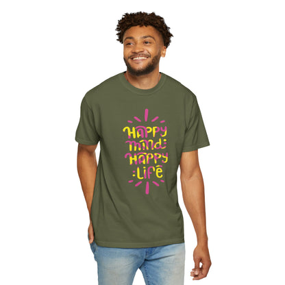Happy Mind Happy Life Love Hope Worship Eternity Tee Peaceful Living Religious Beliefs Unisex Heavy Cotton T-Shirt