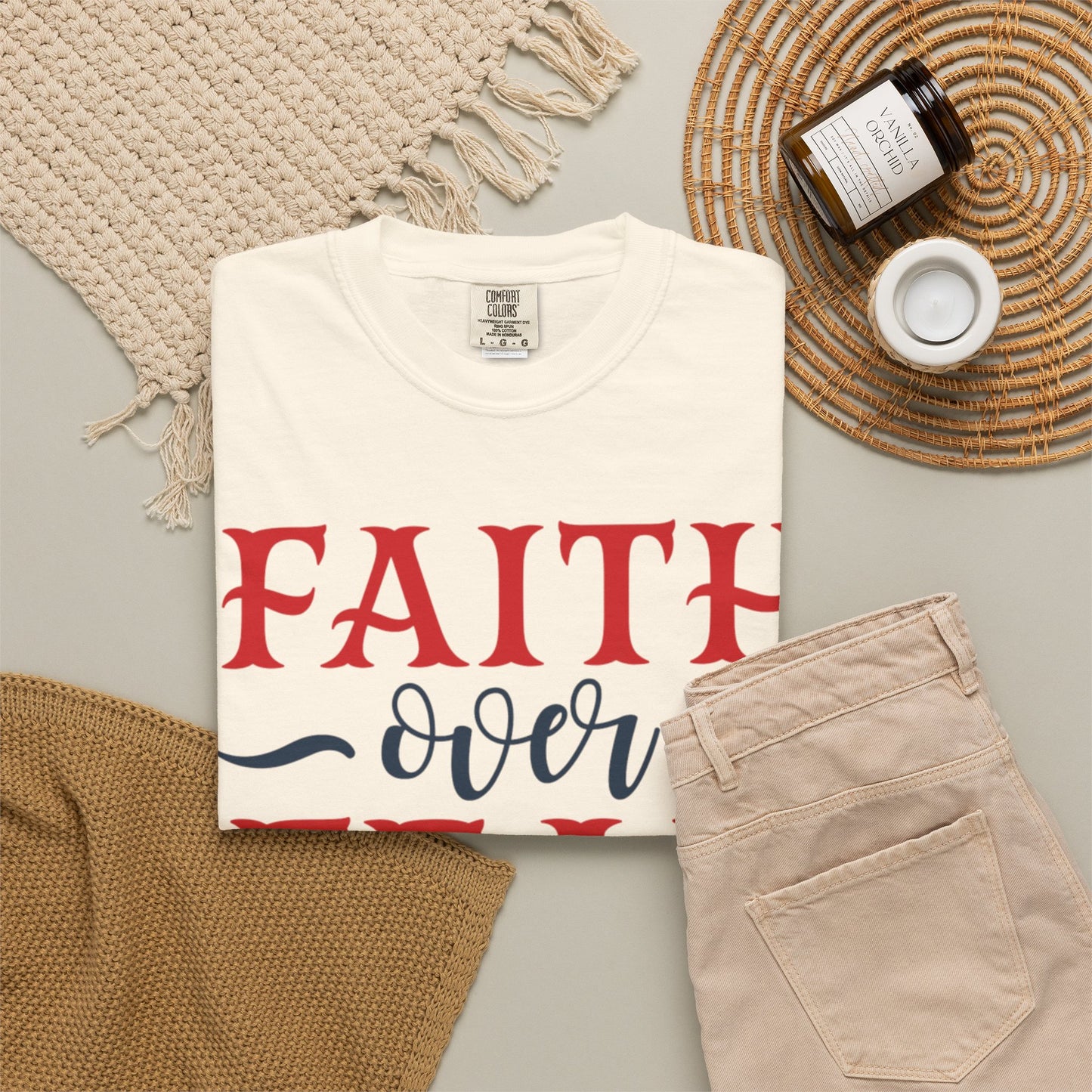 Faith Over Fear Stop Wishing Start Doing Action Goal Setting Modern Tee Achievement Self-Improvement Unisex Heavy Cotton T-Shirt