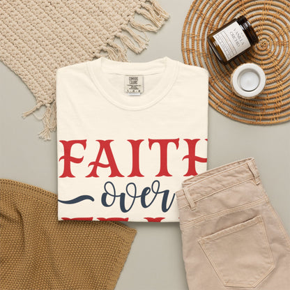 Faith Over Fear Stop Wishing Start Doing Action Goal Setting Modern Tee Achievement Self-Improvement Unisex Heavy Cotton T-Shirt