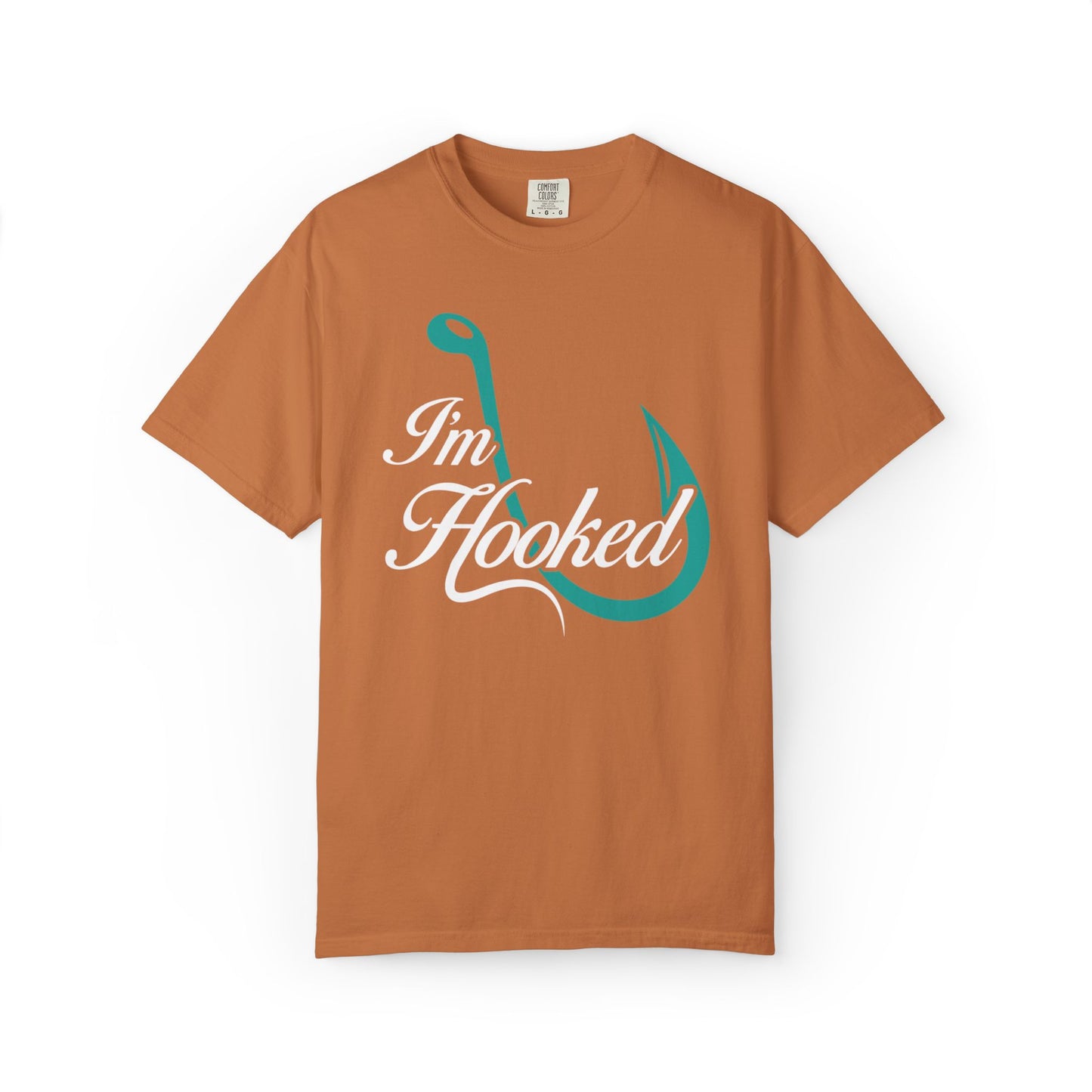 Funny I’m Hooked Rod and Reel Tackle Box Catch Of The Day Sarcastic Fishing Adventure Unisex Heavy Cotton T-Shirt