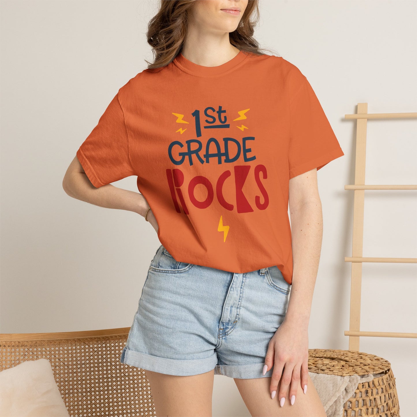 Funny 1st Grade Romeo Learning Legend Super Scholar Junior Geniuses Science Star Student’s Day Unisex Heavy Cotton T-Shirt