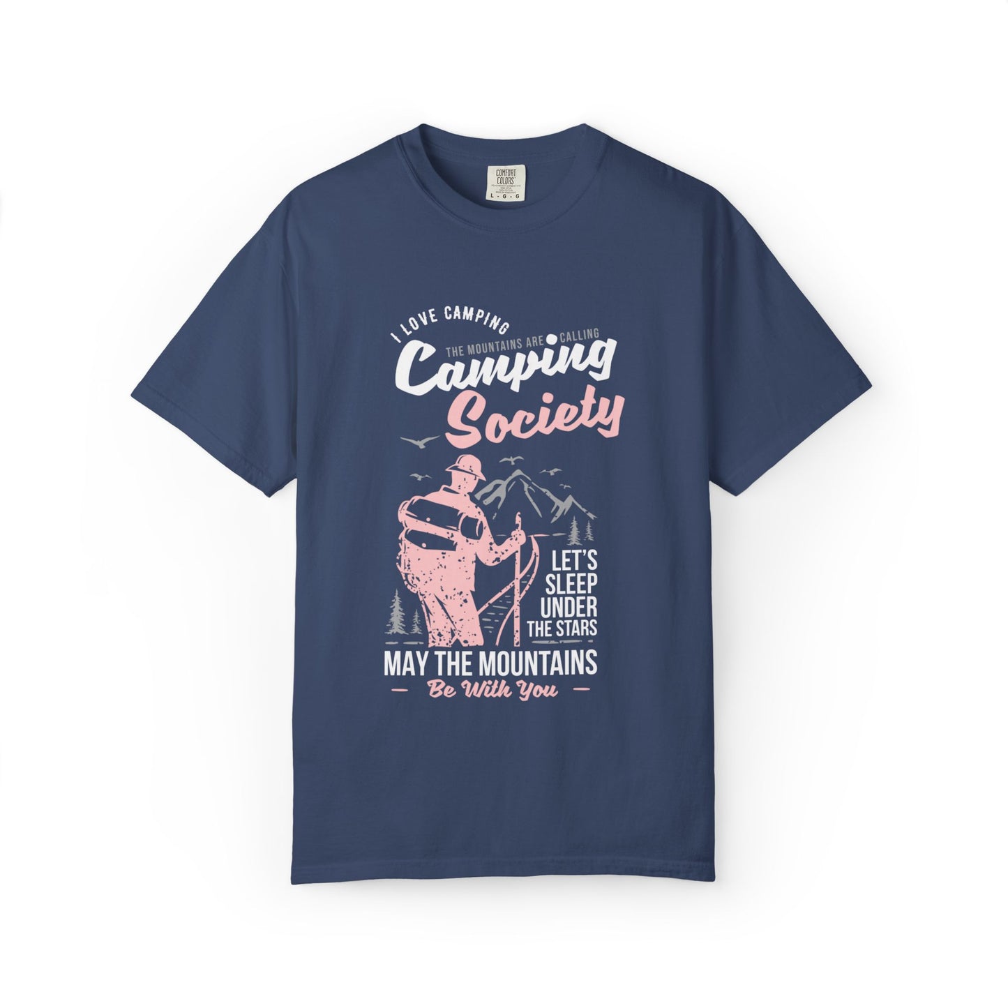 Funny Camping Society I Love Camping Enthusiastic Traveler Sarcastic Adventure Birds In The Mountains Unisex Heavy Cotton T-Shirt