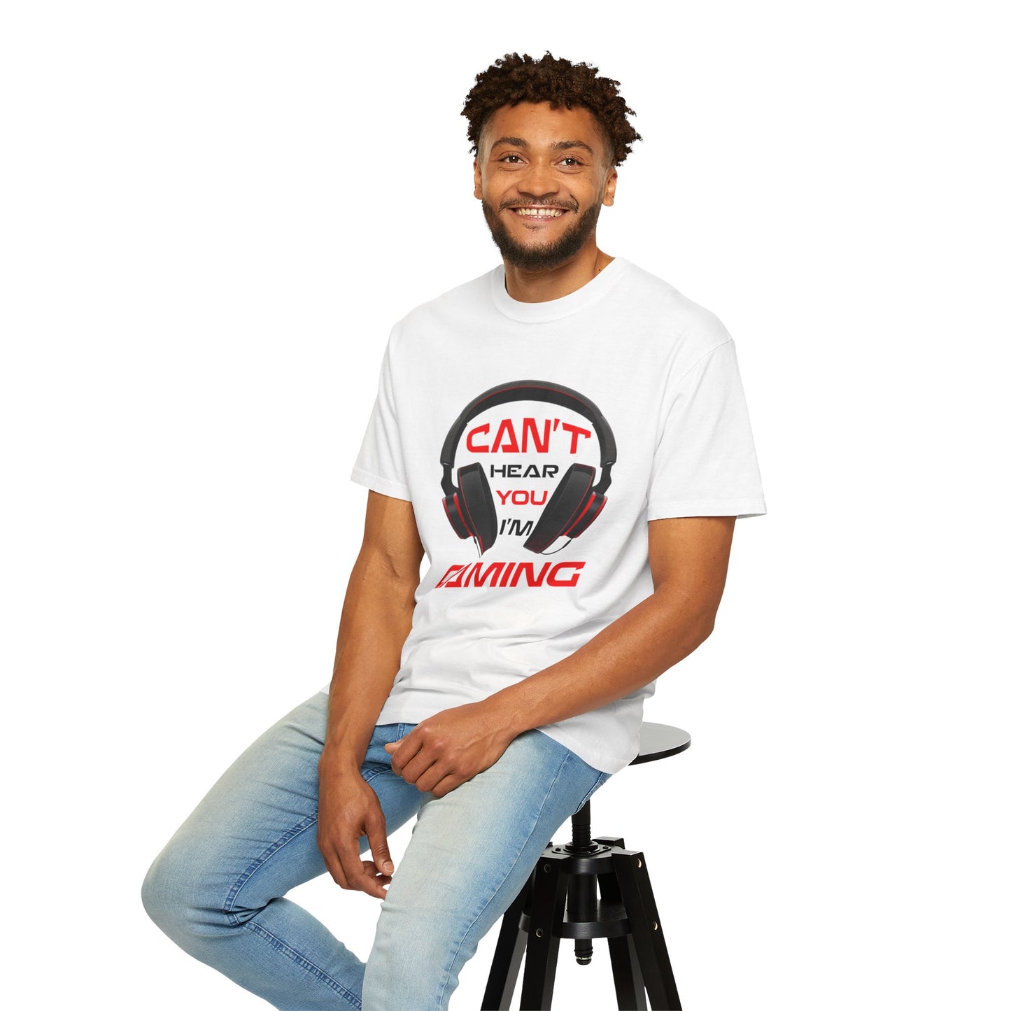 Can’t Hear You I’M Gaming Funny Trendy Tee Cool Gamer Headphones Pro Video Games Lover Game Focused Unisex Heavy Cotton T-Shirt
