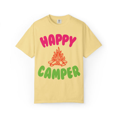 Happy Camper Freedom Fighter Adventure Lovers Tee Nature Exploration Bonfire Travel Van Unisex Heavy Cotton T-Shirt