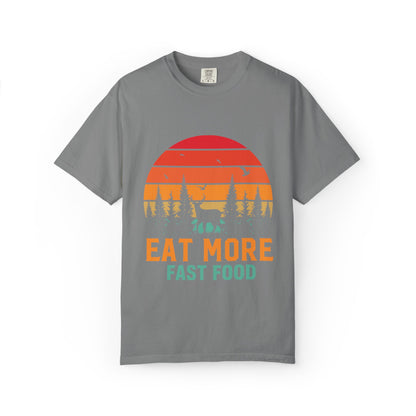 Funny Eat More Fast Food Quick Meals Fried Chicken Burgers Hunting Season Sarcastic Forest Deer Hunting Unisex Heavy Cotton T-Shirt