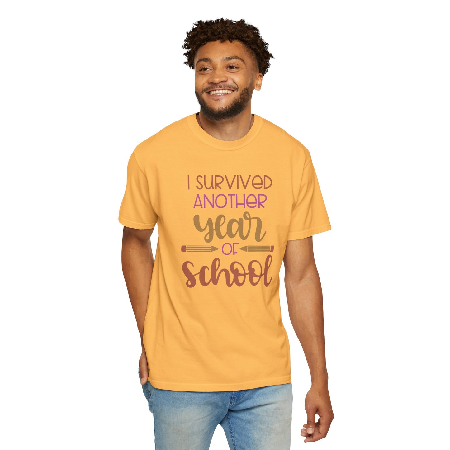 I Survived Another Year Of School Action Goal Setting Achievement Tee Self-Improvement Motivation Unisex Heavy Cotton T-Shirt