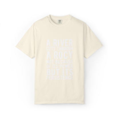 A River Cuts Through A Rock Stop Wishing Start Doing Action Goal Setting Modern Tee Achievement Unisex Heavy Cotton T-Shirt
