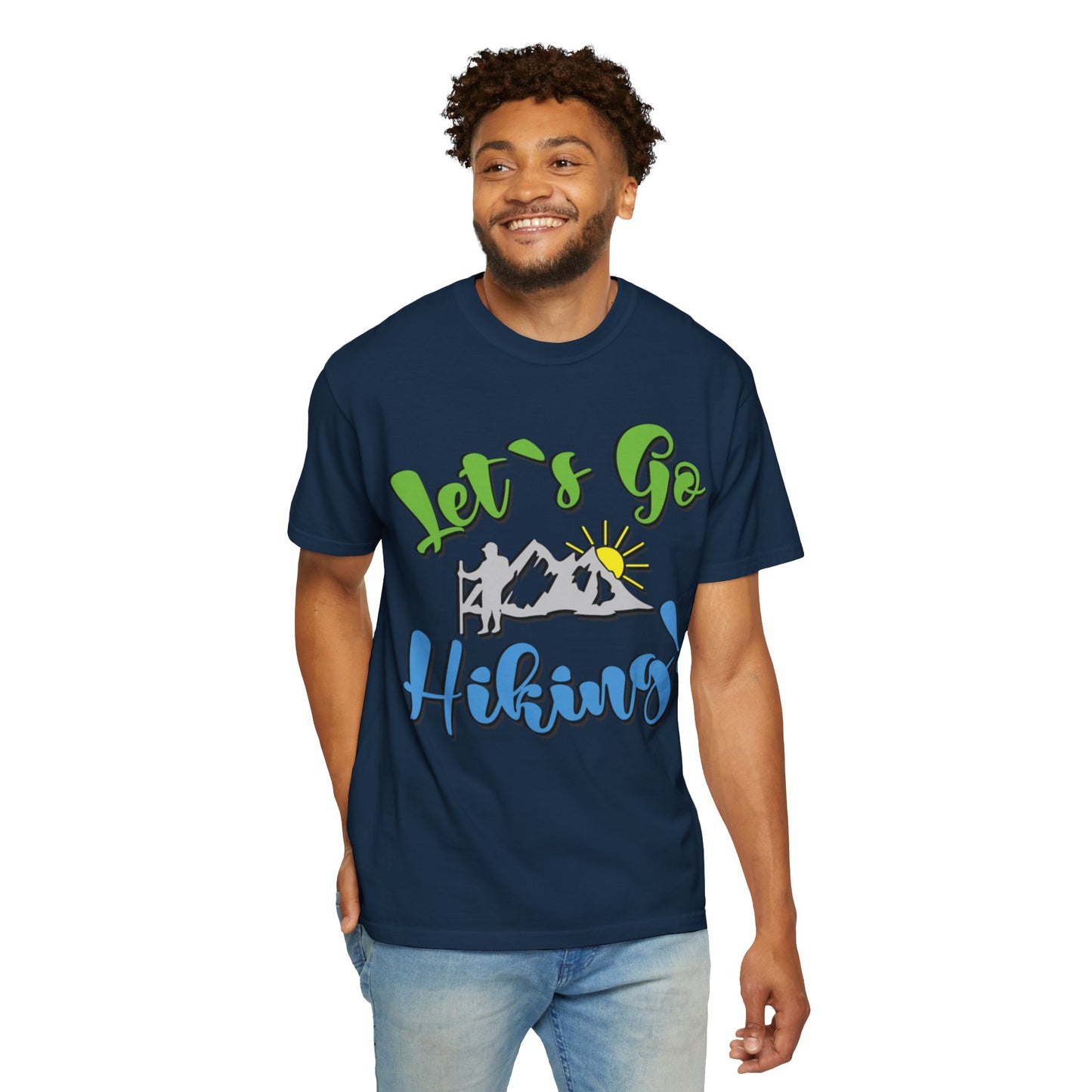Let’s Go Hiking! Trendy Tee Adventure Mountain Hut Fun Activities Unisex Heavy Cotton T-Shirt