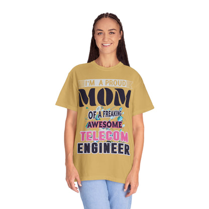 Proud Mom Telecom Engineer Mobile Technology Signal Processing Digital Communication Radio Frequencies Unisex Heavy Cotton T-Shirt
