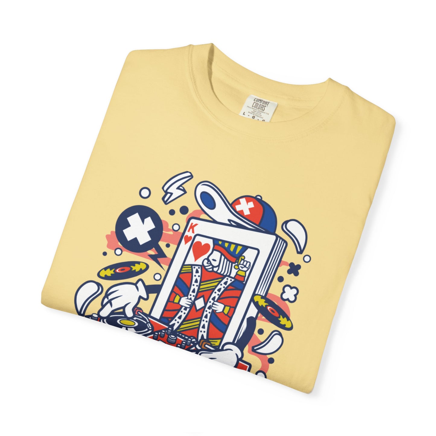 Dj King Play Card Hip Hop Vibes Trends Pop Visuals Tee Remixes Music Producer Unisex Heavy Cotton T-Shirt