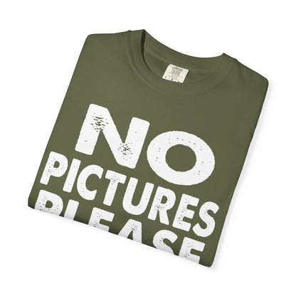 No Picture Please Photogenic Tee No Flash Camera-Shy Personal Space Unisex Heavy Cotton T-Shirt