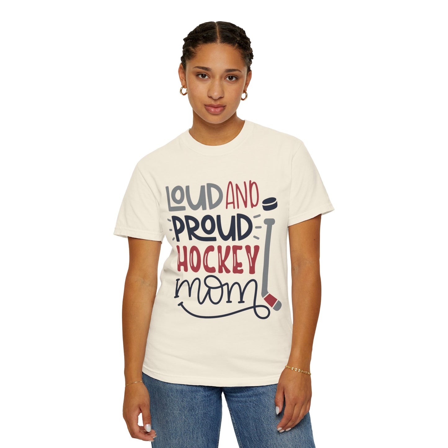 Loud & Proud Hockey Mom Power Play Cheering Stickhandling Sports Tee Legend Unisex Heavy Cotton T-Shirt