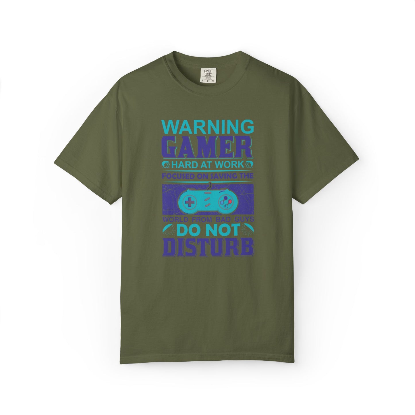 Funny Warning Gamer Do Not Disturb Digital Protector Virtual Heroism Sarcastic Battle Against Evil Unisex Heavy Cotton T-Shirt