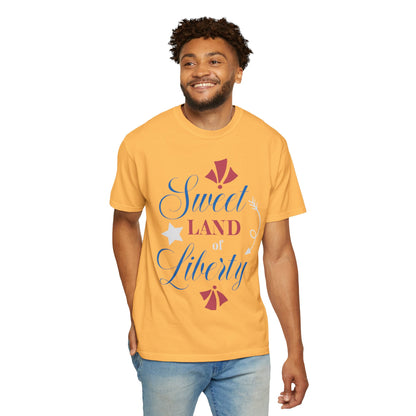 Sweet Land Of Liberty Equality American Values Country Love USA Flag Patriotic Tee Loyalty Fairness Unity Unisex Heavy Cotton T-Shirt