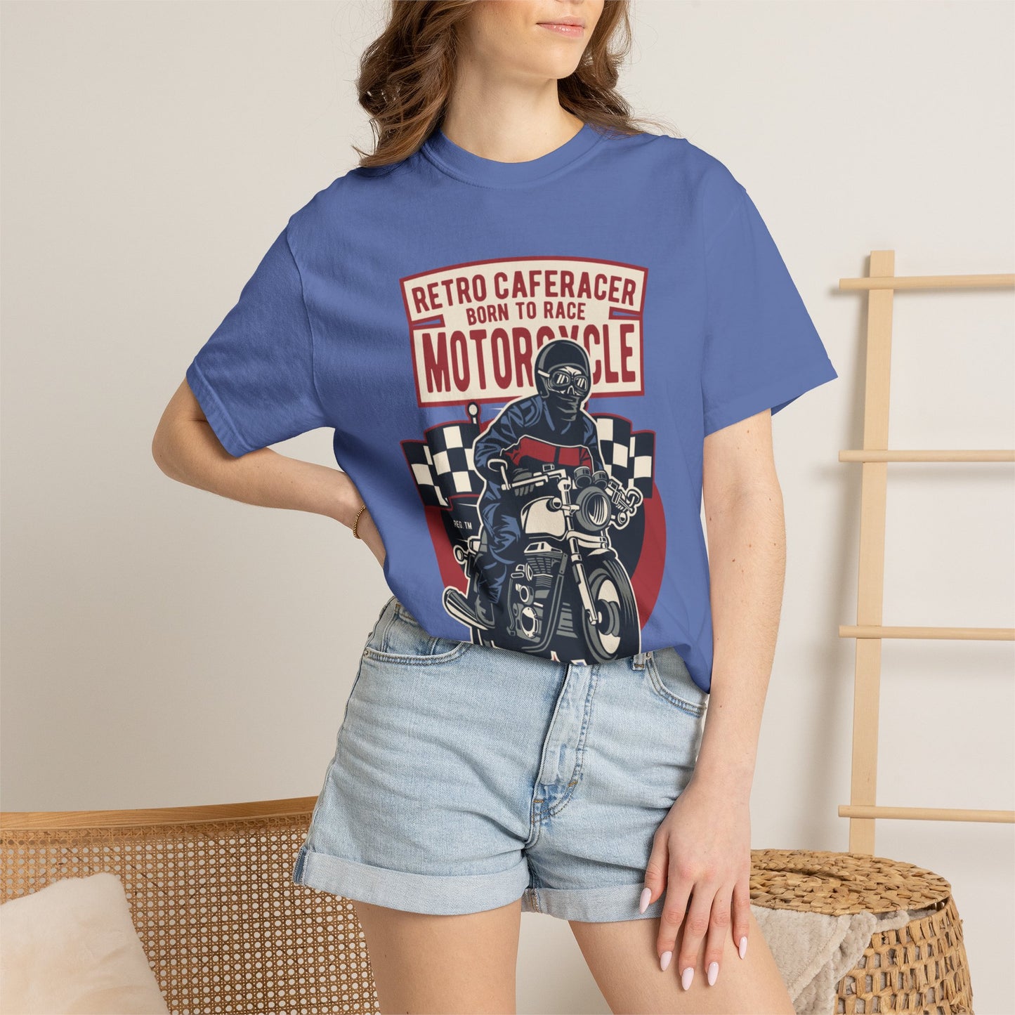 Retro Caferacer Vintage King Of The Road Classic Tee Bike Speed Racing Enthusiast Unisex Heavy Cotton T-Shirt