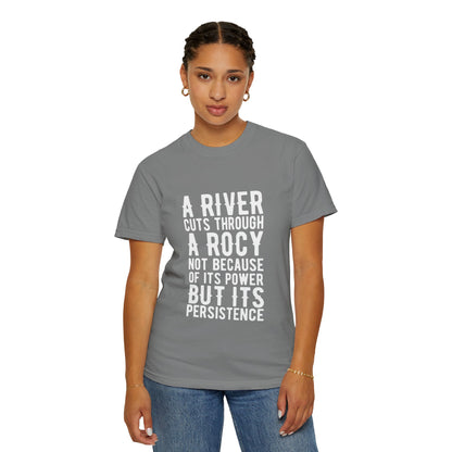 A River Cuts Through A Rock Stop Wishing Start Doing Action Goal Setting Modern Tee Achievement Unisex Heavy Cotton T-Shirt