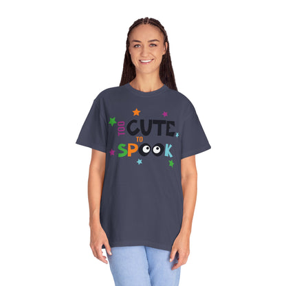 Too Cute To Spook Ghosts Halloween Funny Stylish Tee Spider webs Pumpkins Unisex Heavy Cotton T-Shirt