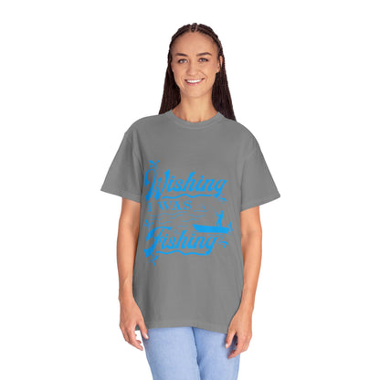 Funny Wishing I Was Fishing Catch and Release Unconditional Love Fishing Boat  Fishing Rod Sarcastic Adventure Unisex Heavy Cotton T-Shirt