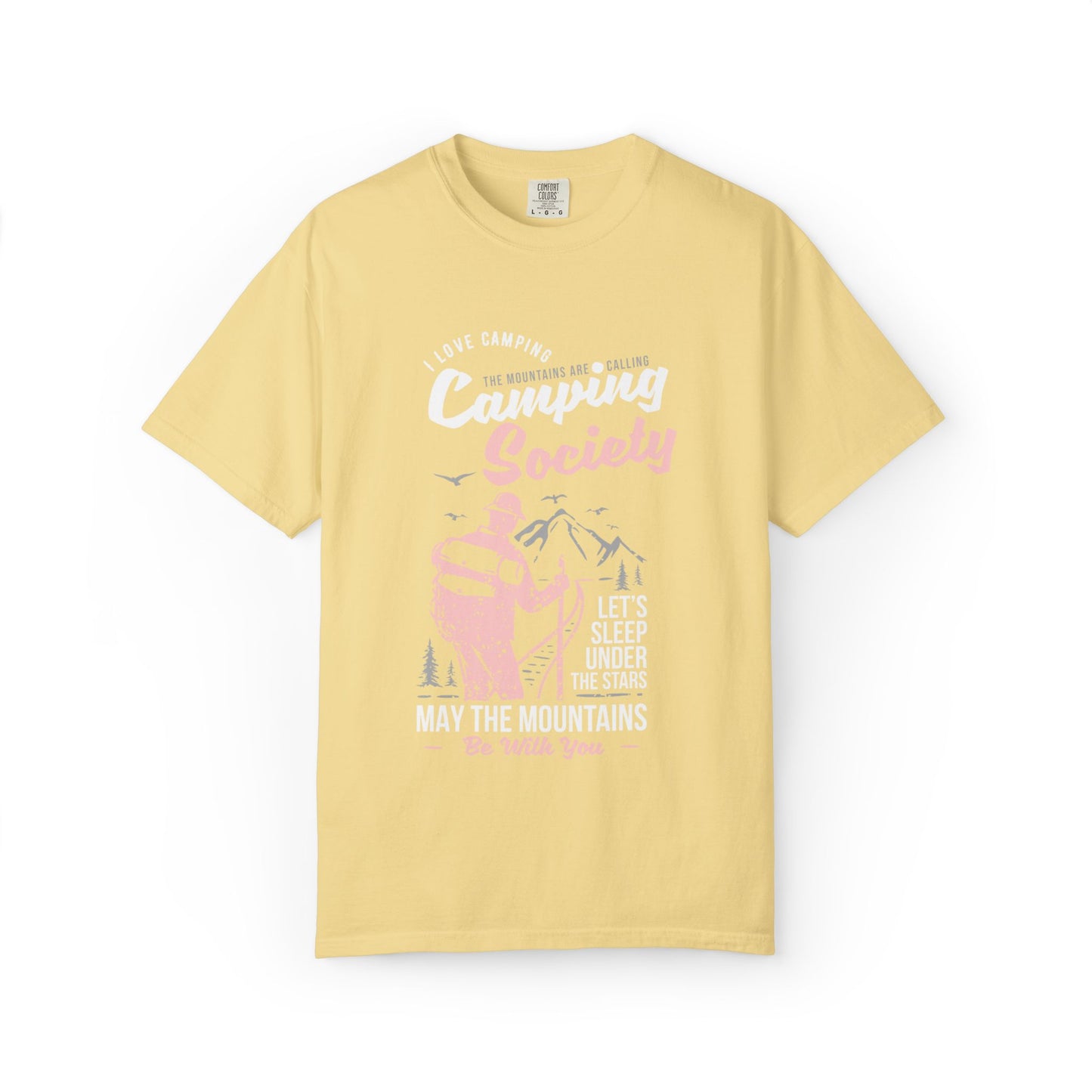 Funny Camping Society I Love Camping Enthusiastic Traveler Sarcastic Adventure Birds In The Mountains Unisex Heavy Cotton T-Shirt
