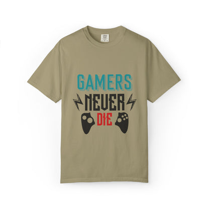 Gamers Never Die Warriors Tee Non-Stop Playing Obsession Mastery Thrill Unisex Heavy Cotton T-Shirt