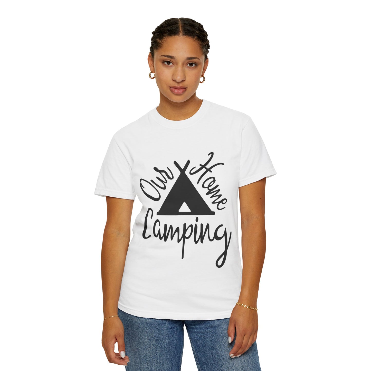 Our Home Camping Freedom Fighter Adventure Lovers Tee Nature Exploration Bonfire Travel Van Unisex Heavy Cotton T-Shirt