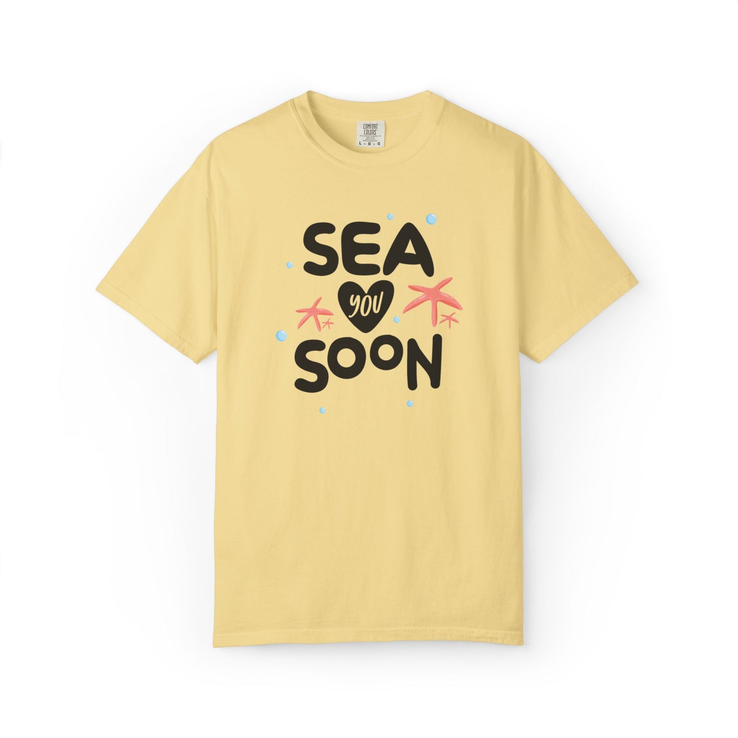 Sea You Soon Sarcastic Tee Ocean Wordplay Seaside Lover Summer Goodbye Ocean Trip Unisex Heavy Cotton T-Shirt