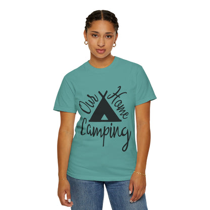 Our Home Camping Freedom Fighter Adventure Lovers Tee Nature Exploration Bonfire Travel Van Unisex Heavy Cotton T-Shirt