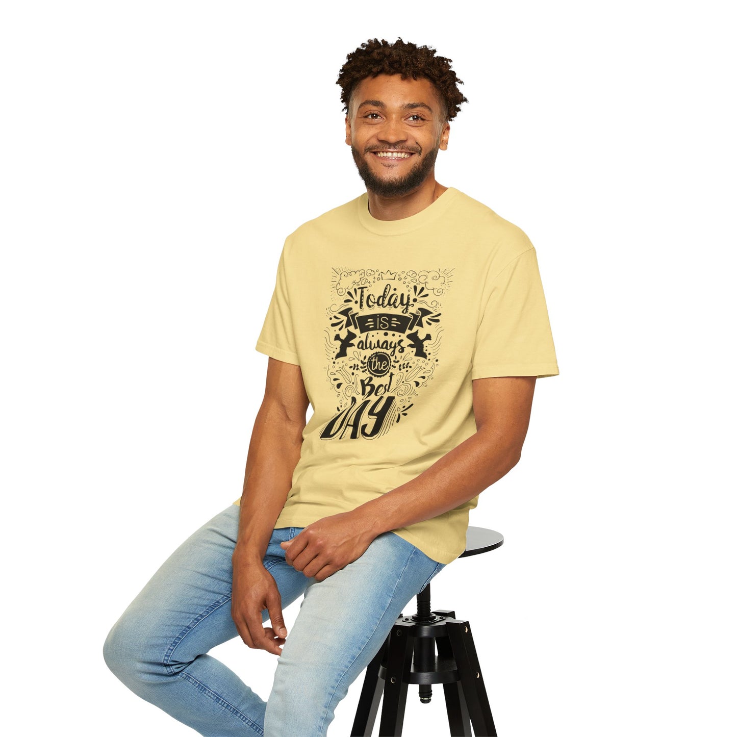 Today Is Always the Best Day Inspirational Tee Positive Mindset Daily Reminder Cheerful Energetic Self Motivation Unisex Heavy Cotton T-Shirt