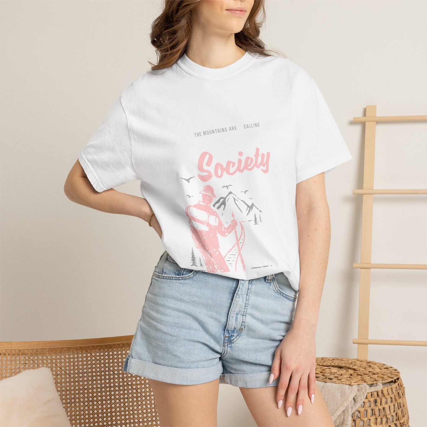 Funny Camping Society I Love Camping Enthusiastic Traveler Sarcastic Adventure Birds In The Mountains Unisex Heavy Cotton T-Shirt