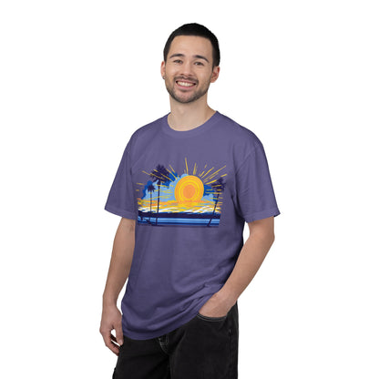 Sunset And Beach Summer Trendy Tee Sunshine Days Ice Cream Summer Camp Beachcombing Anchor Unisex Heavy Cotton T-Shirt