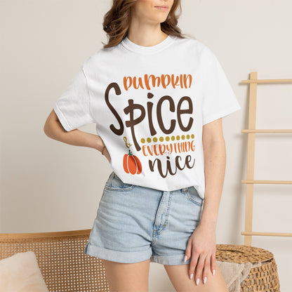Pumpkin Spice & Everything Nice Halloween Autumn Delight Pumpkin Lovers Tee Seasonal Spices Fall Fusion Unisex Heavy Cotton T-Shirt
