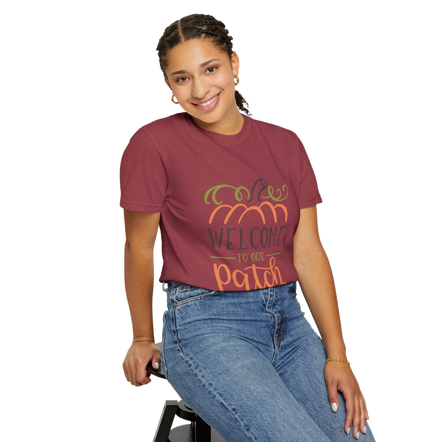 Welcome To Our Patch Harvest Festival Autumn Pumpkins Tee Fall Activities Farm Visit Family Fun Unisex Heavy Cotton T-Shirt