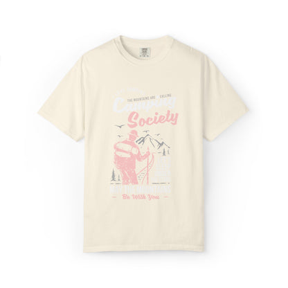Funny Camping Society I Love Camping Enthusiastic Traveler Sarcastic Adventure Birds In The Mountains Unisex Heavy Cotton T-Shirt